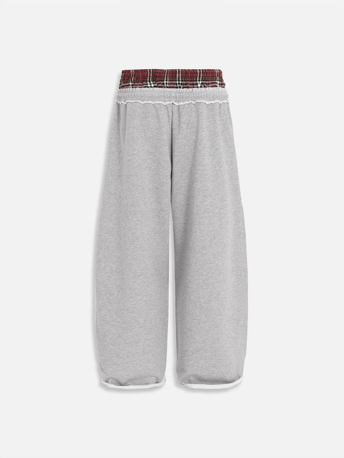 Plaid Double Waisted Sweatpants