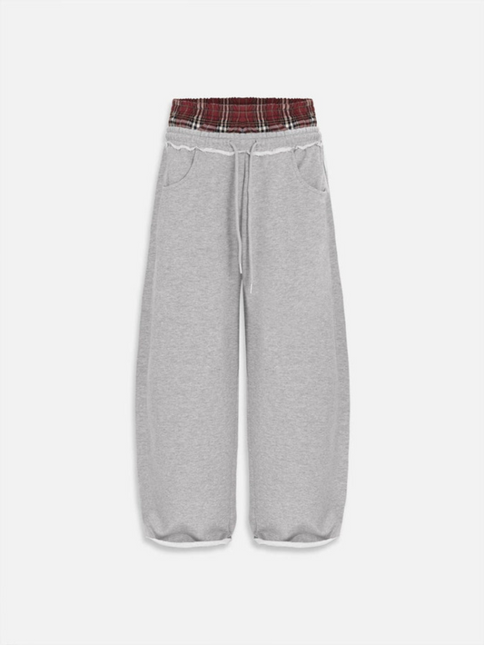 Plaid Double Waisted Sweatpants